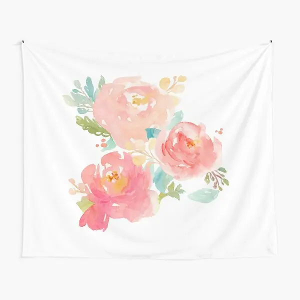 

Peonies Watercolor Bouquet Tapestry Living Wall Colored Bedroom Printed Blanket Art Decoration Yoga Hanging Mat Room Bedspread