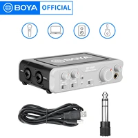 boya by am1 dual channel audio mixer usb audio 6 35mmxlr combo inputs 6 35mm headphone 48v phantom power for audio recording
