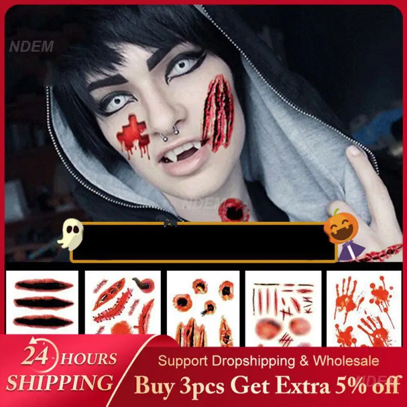 

Scar Tattoo Add A Sense Of Humor Clear Pattern Halloween Tattoo Stickers Safe And Harmless 4 Material Synthesis Tattoo Sticker
