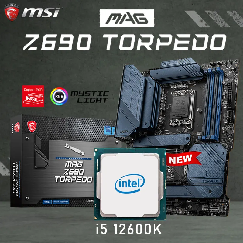 

Intel Core i5 12600k With MSI MAG Z690 TORPEDO Motherboard DDR5 128GB M.2 PCIe 5.0 Placa-mãe Combo ATX LGA 1700 12 Gen CPU New