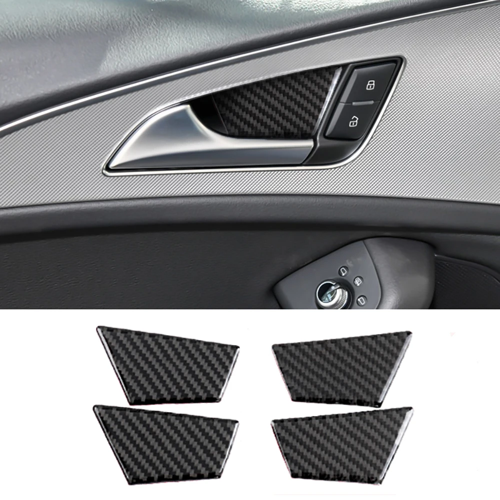 

4 шт., наклейки из углеродного волокна на дверную ручку автомобиля Audi A6 C7 12-18