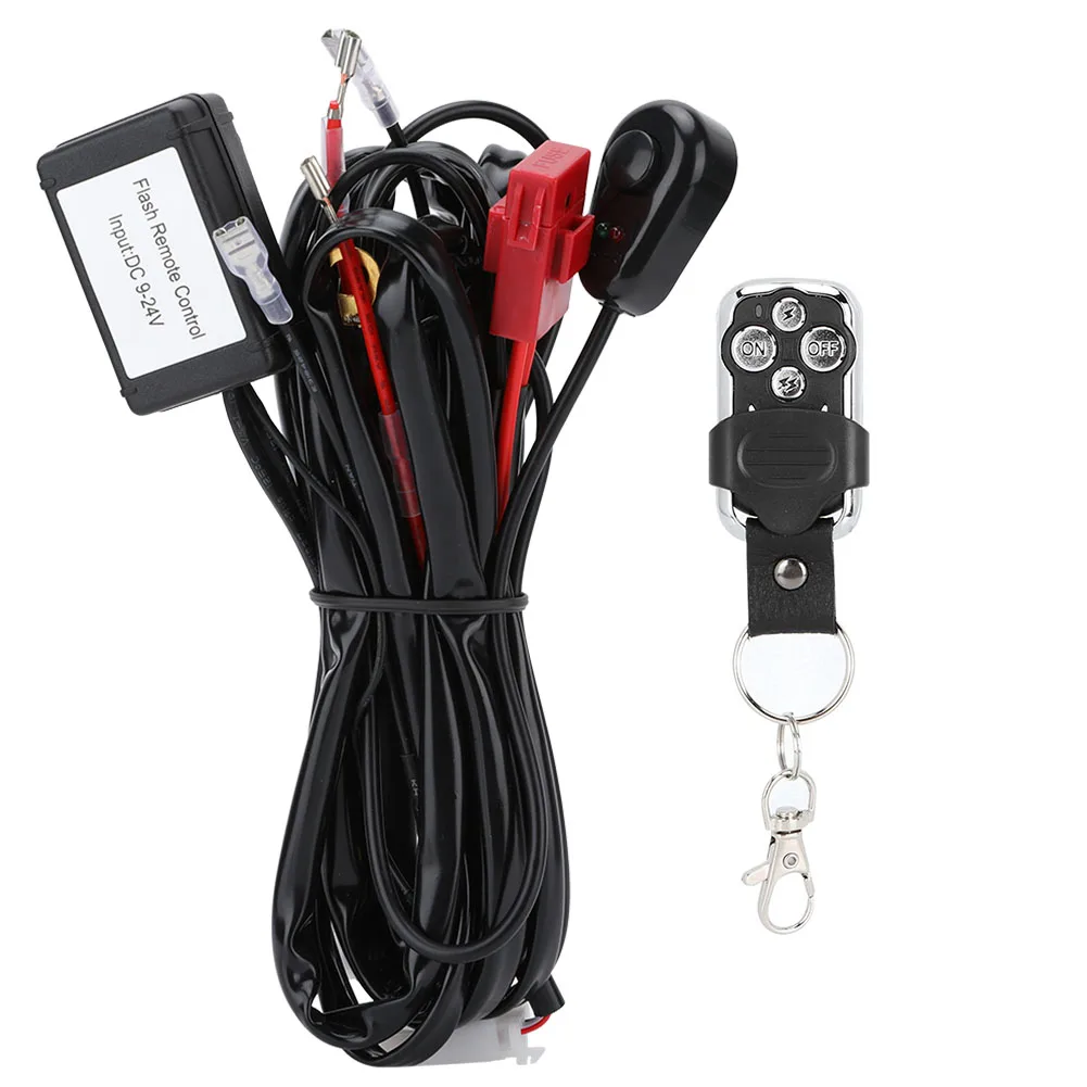 

2m 2 In 1 LED Wiring Harness Remote Control Flash Strobe Light Bar Switch Relay Fuse Kit strobe strobe strobe strobe strobe