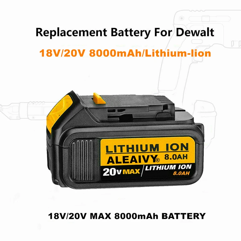 

Aleaivy Original20v 8.0Ah MAX AY Battery Power Tool Replacement for DeWalt DCB184 DCB181 DCB182 DCB200 20V 5A 18Volt 20V Battery