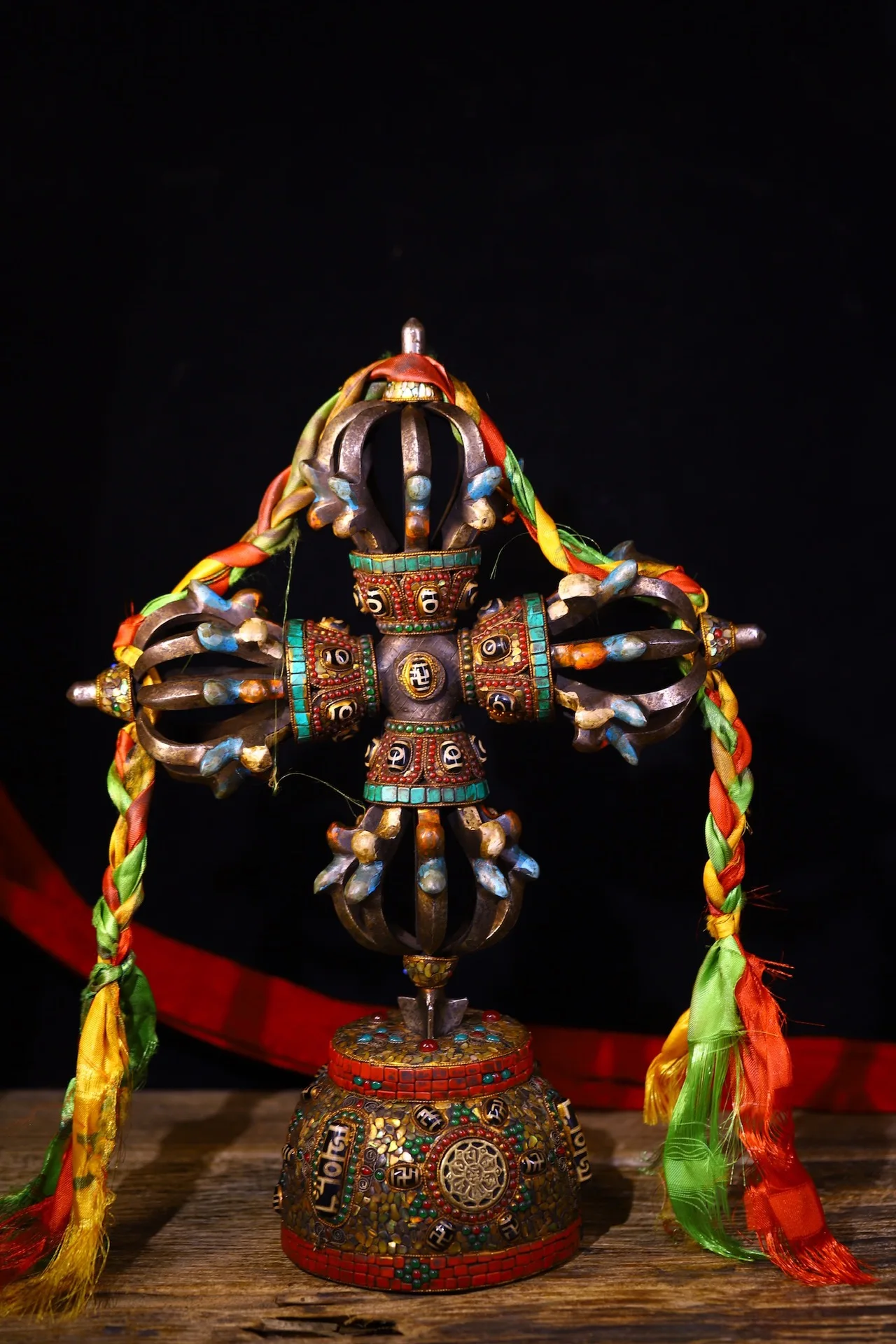 16-дюймовая коллекция тибетского храма старая мозаика Тианти драгоценный камень