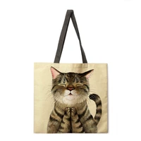 womens shopping bag tokyo illustration cat printed shoulder bag leisure womens large capacity shopping bag designer handbag