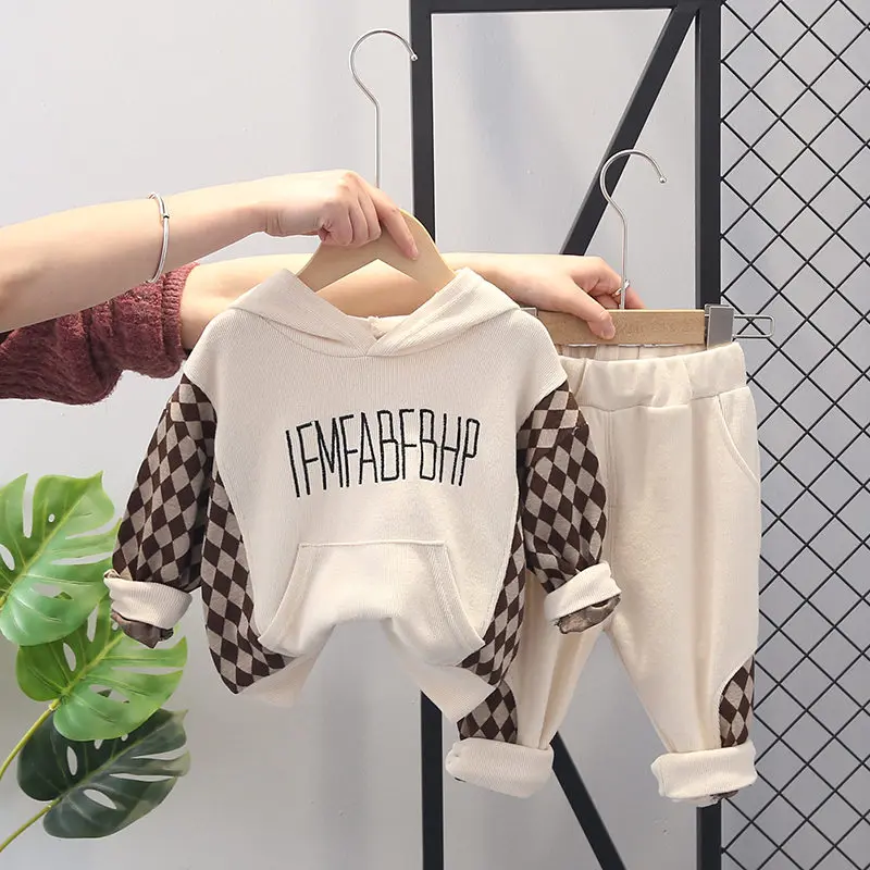 

Fashion Spring Autumn Kids Cotton Clothes Baby Boy Patchwork Hoodies Pants 2Pcs/Sets Infant Outfit Children Toddler Casual Suit