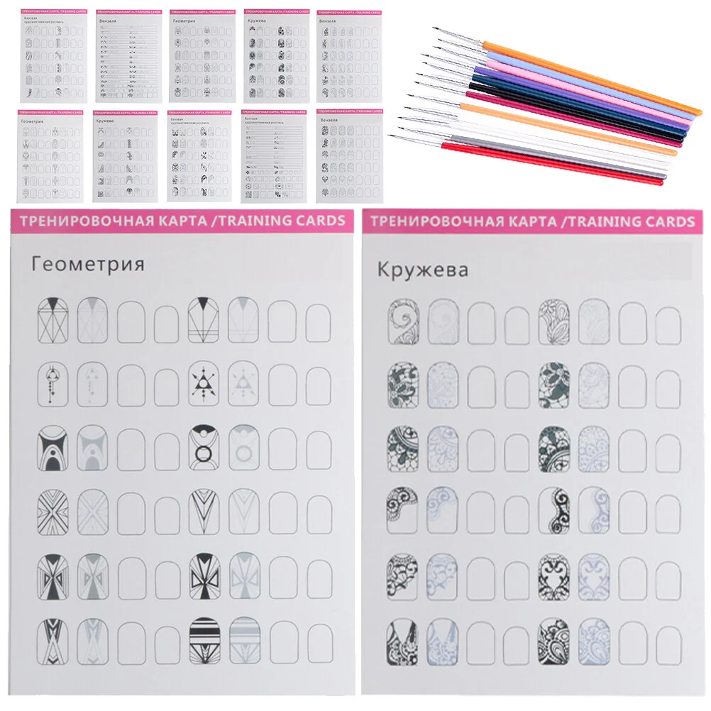 

Practice Supplies Nail Drawing Template Liner Pen Beginner Templates Manicure Kits Tool Exercise Book