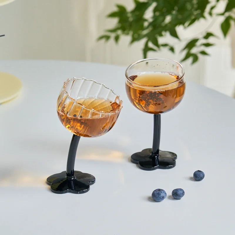 

Tilted Wine Glass Lovely Crooked Handle Glass Creative Champagne Glass Goblet Glasses Gift for Girls Glass Cup Kawaii Cup mug