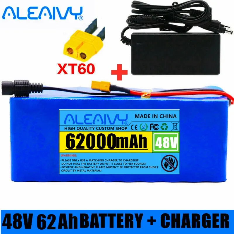 

48v 62Ah Lithium Ion Battery 62000mAh 1000w Lithium Ion Battery Pack for 54.6v E-bike Electric Bicycle Scooter with BMS +Charger