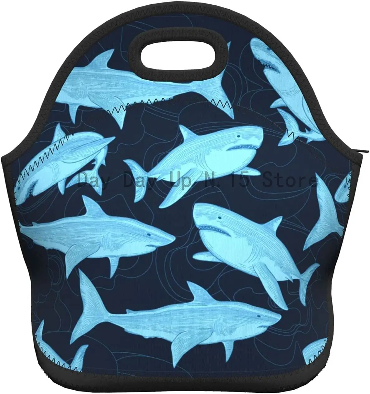 

Неопреновая сумка для ланча с изоляцией в виде милой акулы, водонепроницаемая, с застежкой-молнией, многоразовая вместительная уличная сум...