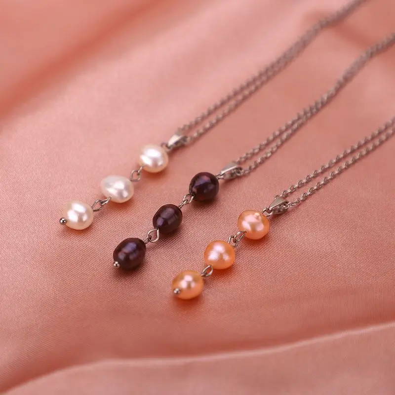 

Stainless Steel Women Necklace Genuine Freshwater Pearls Necklace Jewelry Party Anniversary Gift