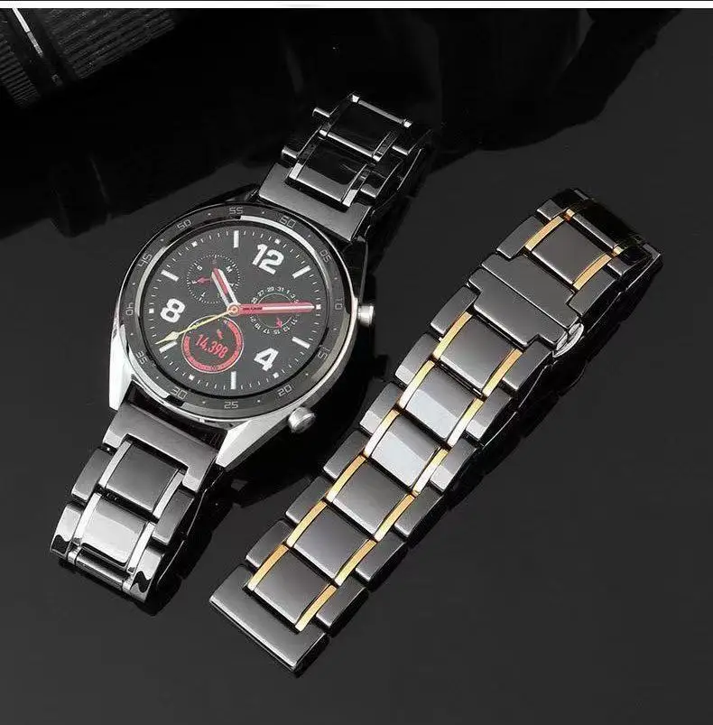 22mm 20mm Ceramic Metal Strap For Samsung Galaxy Watch 5/4/3/Active/Huawei Watch 3/GT3-2 Pro/Amazfit GTR/GTS Bracelet Wristband