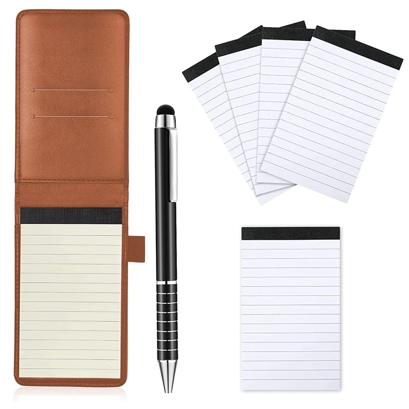 

Mini Pocket Notepad Holder Set With Metal Pen