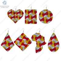 somesoor vintage african pattern wooden drop earrings jewelry for women gifts afro ethnic fabric print geometric pendant dangle