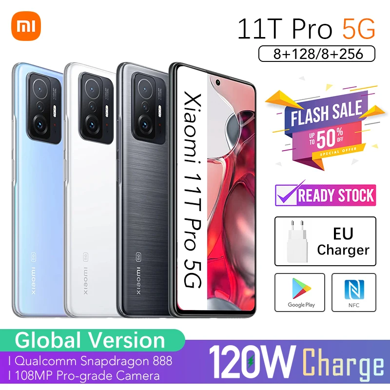 

Global Version Xiaomi 11T Pro 12GB 256GB 8GB RAM 128GB ROM 5G Smartphone Snapdragon 888 Octa Core 120W HyperCharge 108MP