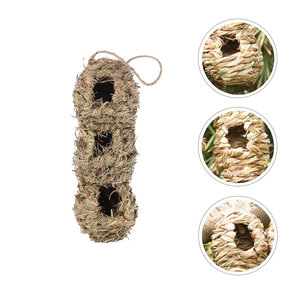 

Bird House Straw Hanging Outside Birdhouse Cage Perching Outdoor Woven Birds Birdhouses Pet Hummingbird Sleeping Pocket Roosting