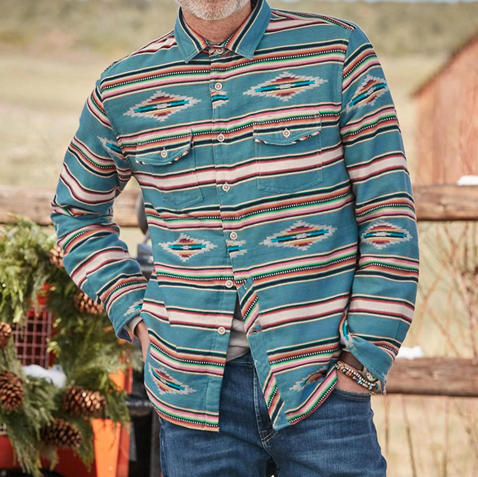 

2022 Men Autumn Spring Button Printing Lapel Coat Jacket Top Blouse Shirt Fashionable Design High Quality Shirts Fast Shipping