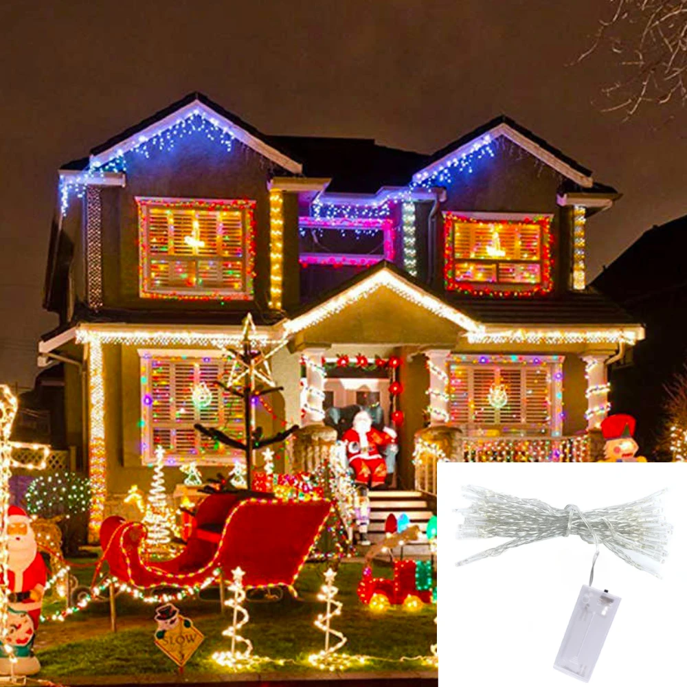 

3M 2M 1M AA Battery Operated LED String Lights for Xmas Garland Party Wedding Decoration Christmas Flasher Fairy Lights Gypsophila
