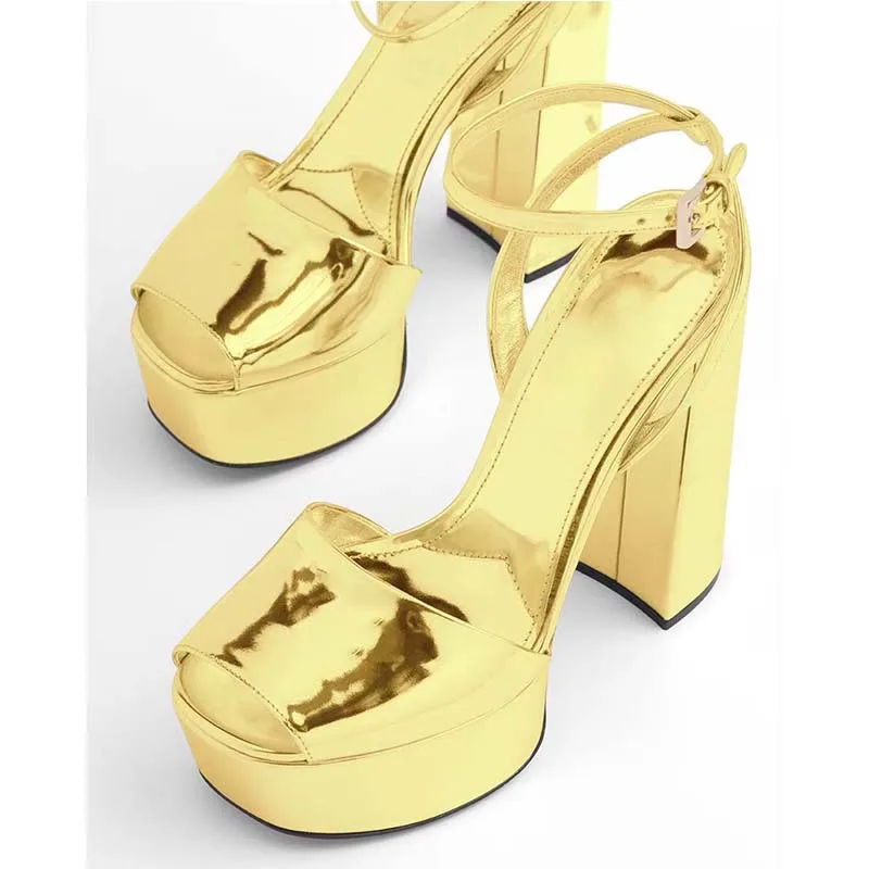 Сандалии с открытым носком на платформе Papete Feminina ремешок пряжкой Topuklu Ayakkabı