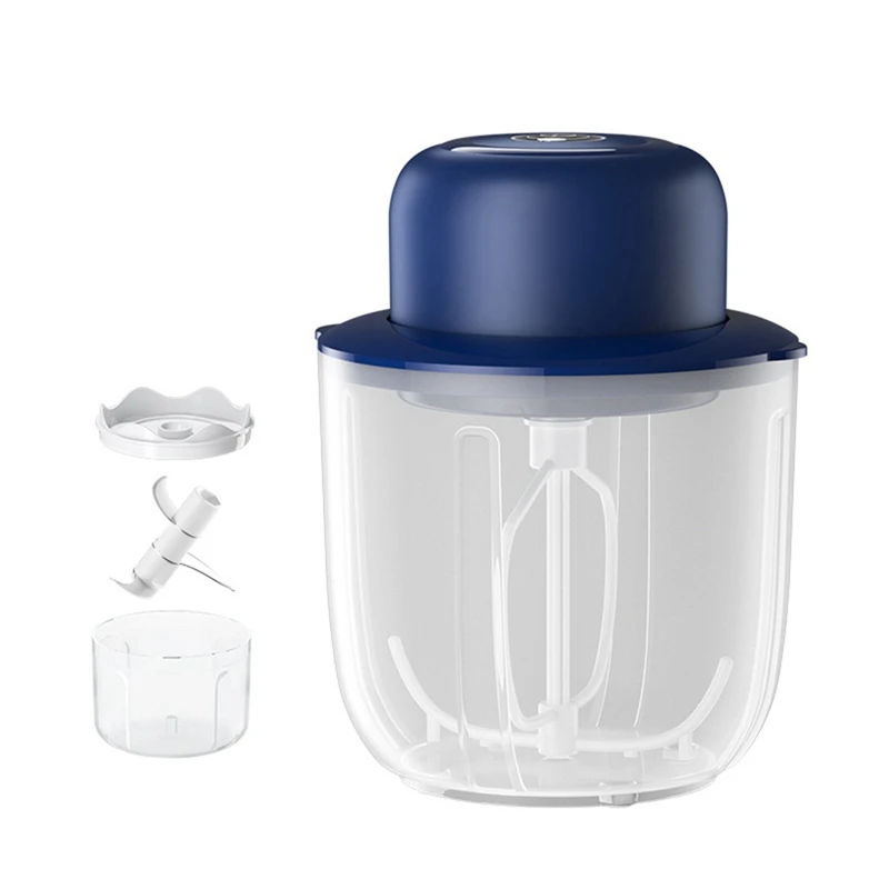 

2 in 1 Electric Whisk and Garlic Pounder Cup Kit Food Vegetable Chopper Masher Machine Egg White Cream Mixer