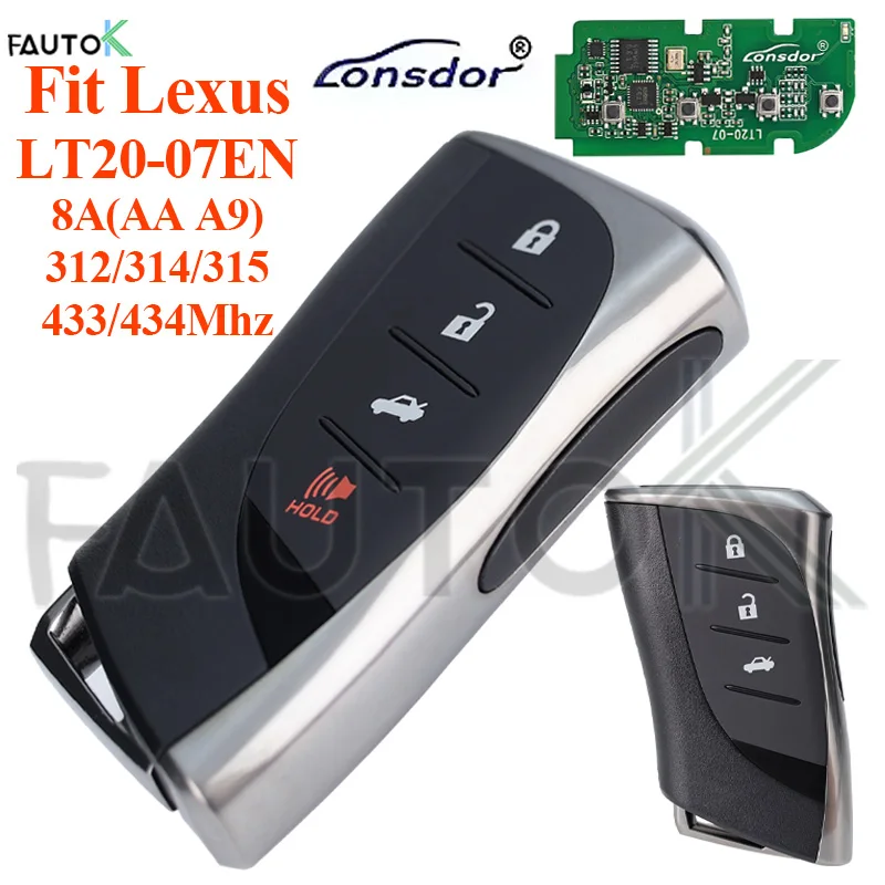 Умный ключ Lonsdor LT20-07EN для Lexus RX ES300h ES200 LS500 LS500H 0440 8A AA A9 BA чип 312/314 3 МГц 433 58/434 42