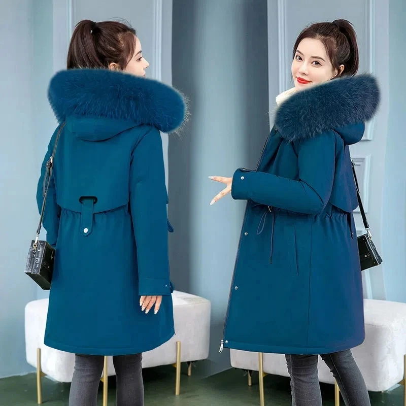 

Down Cotton Jacket Women Autumn Winter 2023 New Korean Style Hooded Long Cotton Coat Fashion Leisure Loose Thicke Parkas Womens