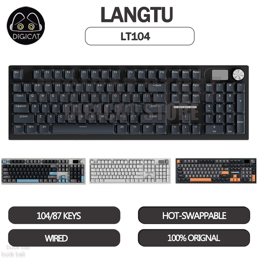 

Langtu LT104 Keyboard 104 Key Wireless Bluetooth Mechanical Gamer Keyboard Screen Wired 3-Mode RGB Backlit Hot Swap For Office