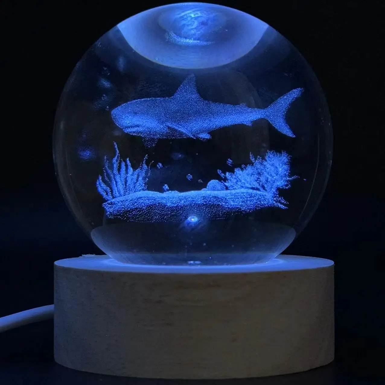 

Ночник 3D акула хрустальный шар