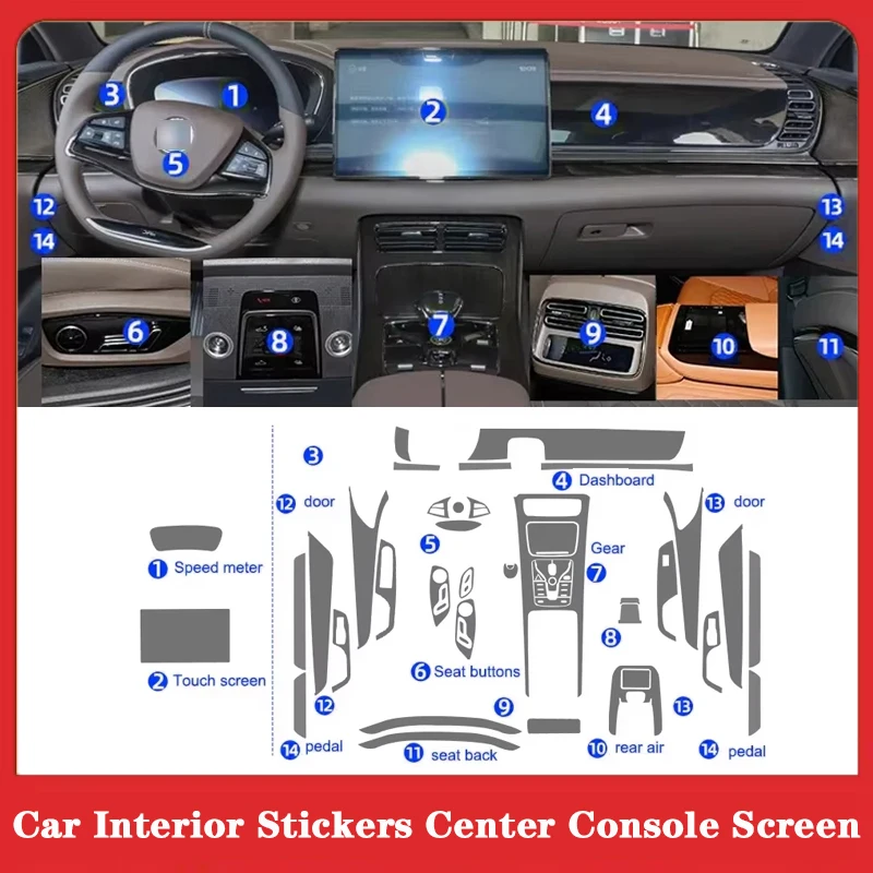 Для BYD DMI EV Song Plus Pro Han ТПУ пленка для салона автомобиля наклейка центральная