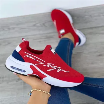2022 Women Fashion Vulcanized Sneakers Platform Solid Color Flats Ladies Shoes Casual Breathable Wedges Ladies Walking Sneakers 1