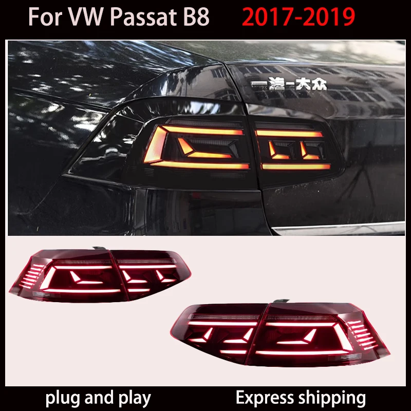 Фото Автомобильный фонарь для VW Passat B8, задние фонари 2017-2019-2020, обновленные модифицированные светодиодные задние фонари DRL, динамические указатели поворота, автомобильные аксессуары №1