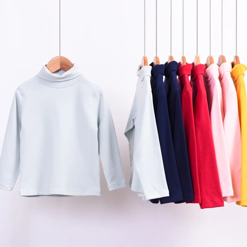 

2023 Spring Cotton Baby Warmth Children Boys and Girls Girls' Turtleneck BottomingT-shirts for Spring Autumn Girl Clothes