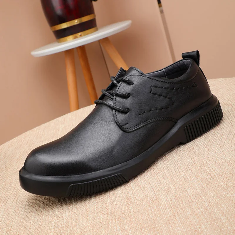 

New Style Men Casual Genuine Leather Shoes British Fashion Comfortable Thick Bottom Flats Luxury Designer Business Shoe Plus 13