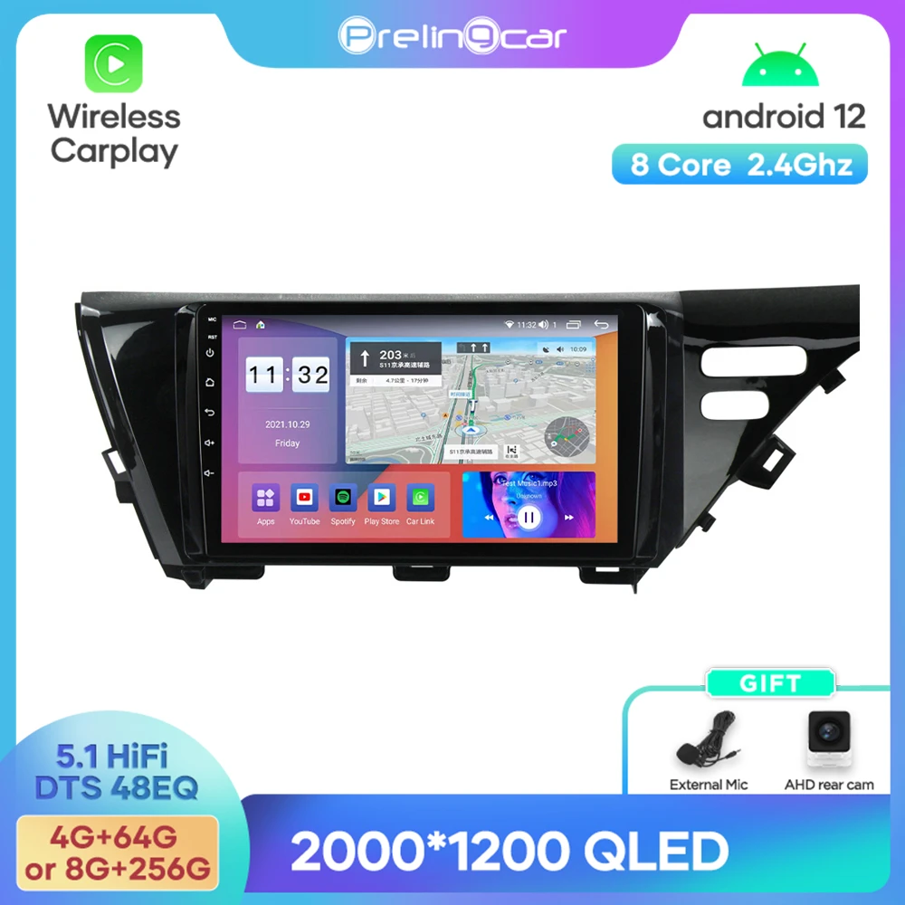 

Android 12 DTS Sound For Toyota Camry 2017-2020 Years Navigation Multimedia Car Player Radio 2Din Stereo Bluetooth 48EQ