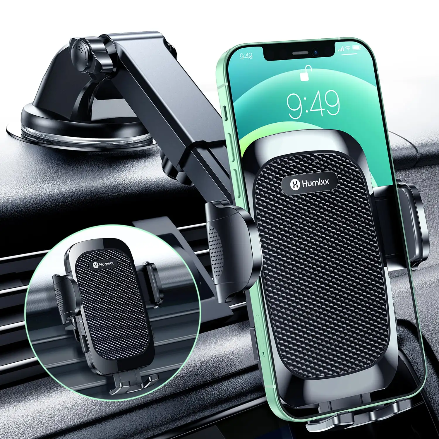 

2022 Military-Grade Super Suction Stable ] Universal Car Phone Mount Humixx Car Holder for Dashboard Air Vent Windshield, 360