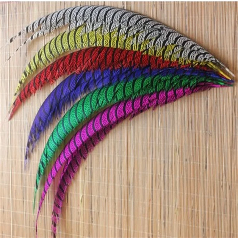 

Wholesale 36-40''/90-100CM Natural Zebra Lady Amherst Pheasant Tail Feathers For Crafts White Phesant feather For Carnival Plume
