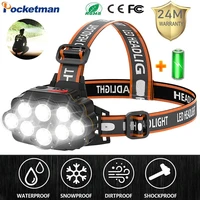 most bright 8 led headlight super powerful headlamp usb rechargeable head lamp waterproof head front light head torch