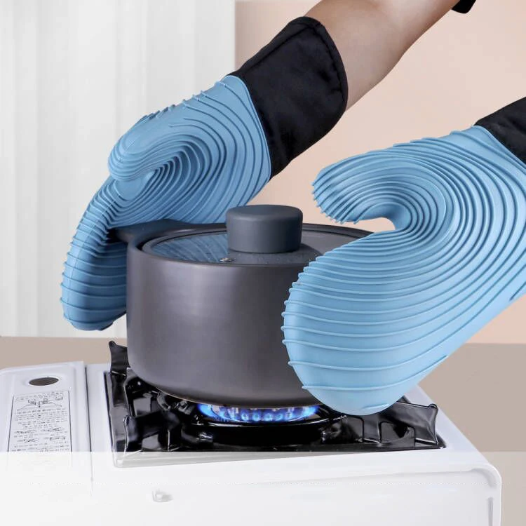 

Кухонные силиконовые перчатки для духовки, Нескользящие рукавицы для духовки, водонепроницаемые силиконовые термостойкие перчатки для ба...