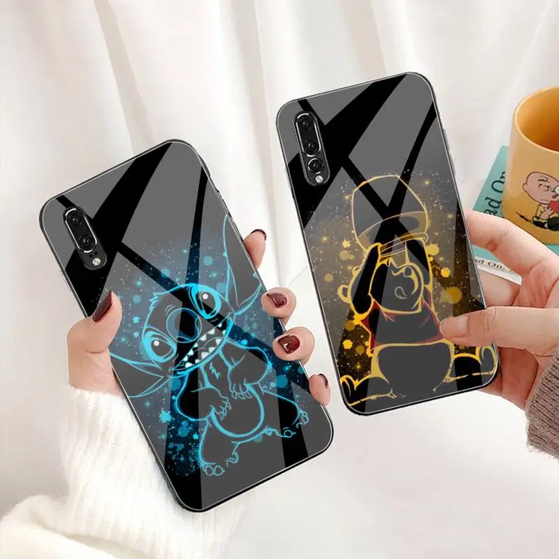 

Stitch Winnie the Pooh Disney Princes Phone Case Tempered Glass For Huawei P30 P20 P10 lite honor 7A 8X 9 10 mate 20 Pro