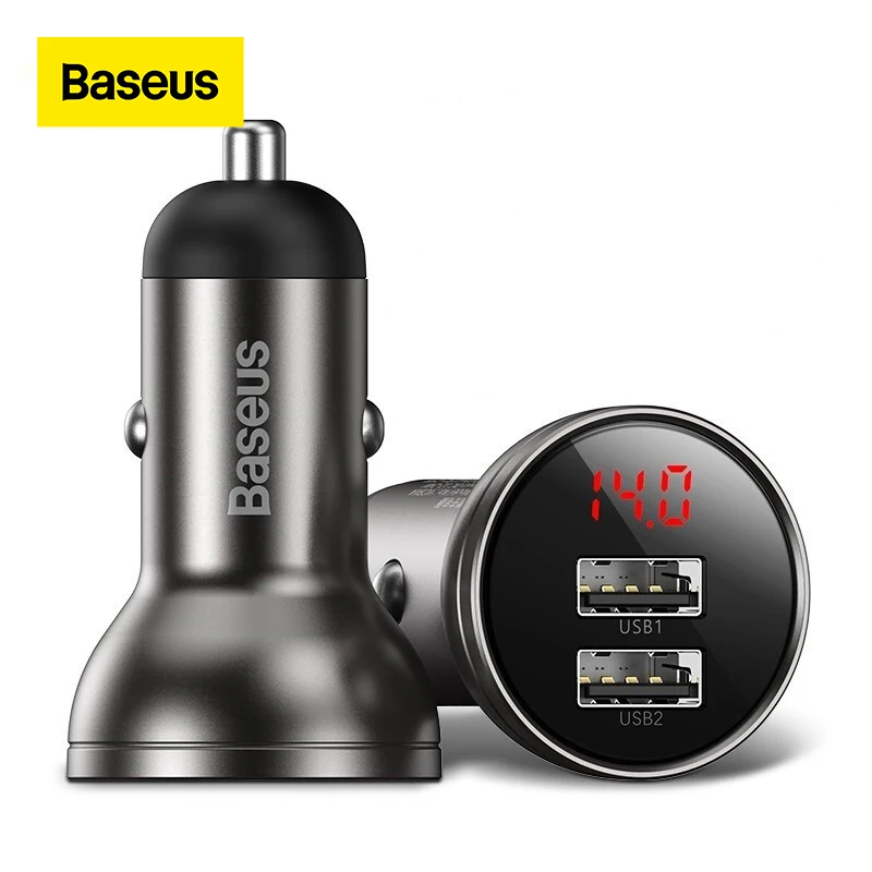 baseus alloy dual usb car charger 4 8a 24w fast charge for xiaomi samsung phone car charger free global shipping