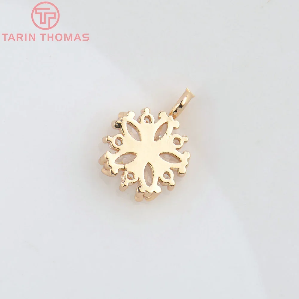 Латунные подвески с цирконом 10 шт. 9 мм 24 к цвета шампанского