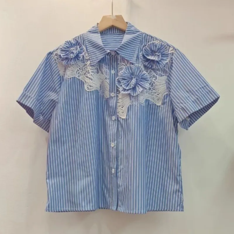 Женская кружевная блузка Neploe с цветочной 3D вышивкой элегантная Свободная