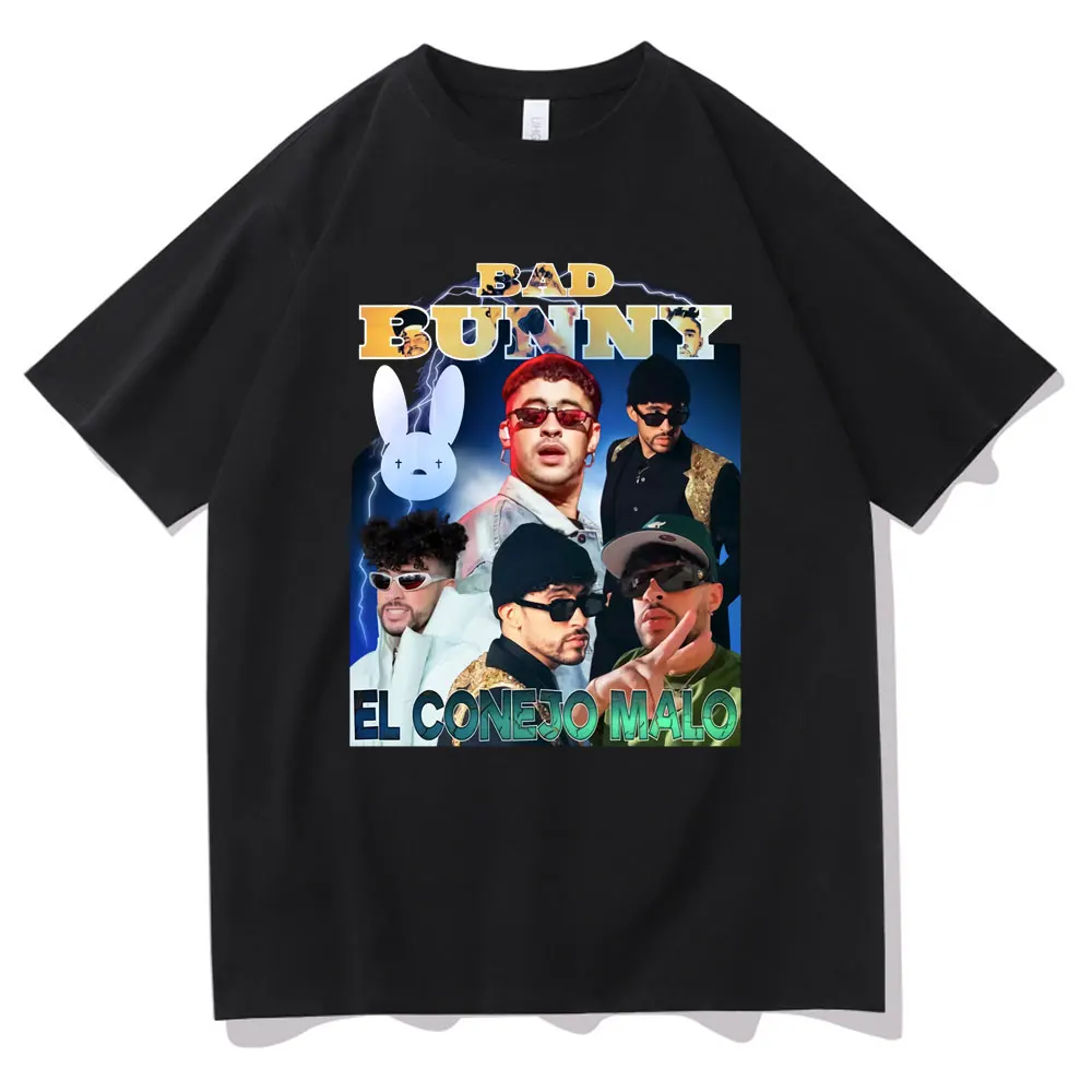 

Sale New Bad Bunny Tour Portrait Graphic Print T Shirt Men Women Fashion Rapper Tees Hip Hop Loose Tshirt Harajuku Style T-shirt