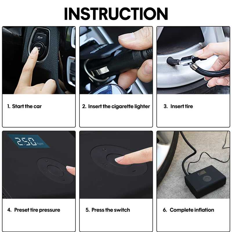 компрессор автомольный Насос для шин с цифровым дисплеем 12 В постоянного тока 150