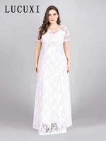 summer dress woman 2022 elegant lace extra plus size long sleeve maxi black white evening dresses 2022 trend for fat 5xl 6xl