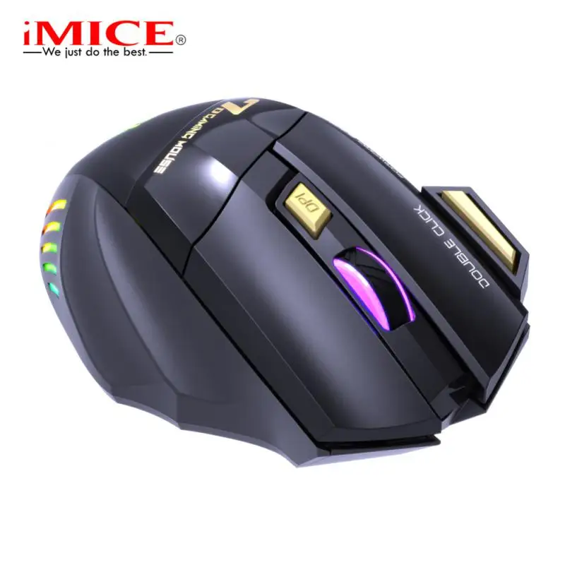 

Rechargeable Gaming Mechanical Mouse Rgb Lights 7 Button Laptop Mice Mause Colorful Wireless Mouse 3200dpi 2.4g Mute