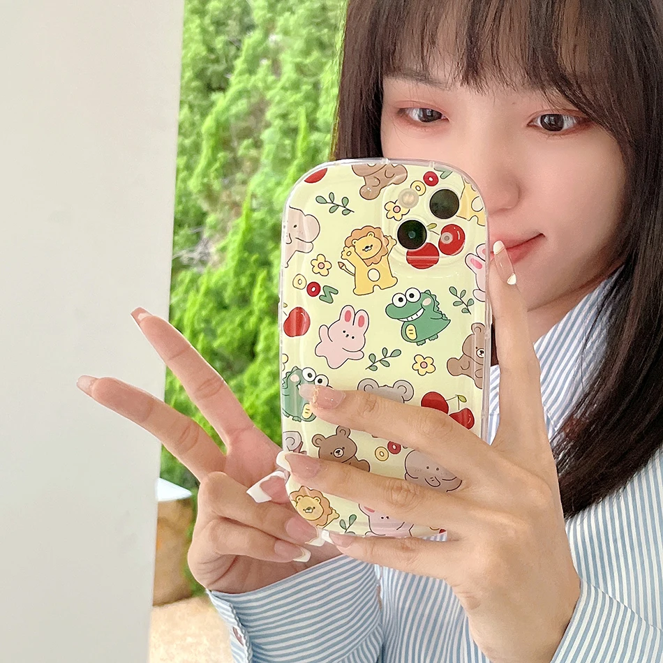 

Cute Animal Phone Case For iPhone 14Pro Max XR X XSMAX 14 11 12 13 Pro Max 13Pro Cover Soft Silicone Funda Protection Coque