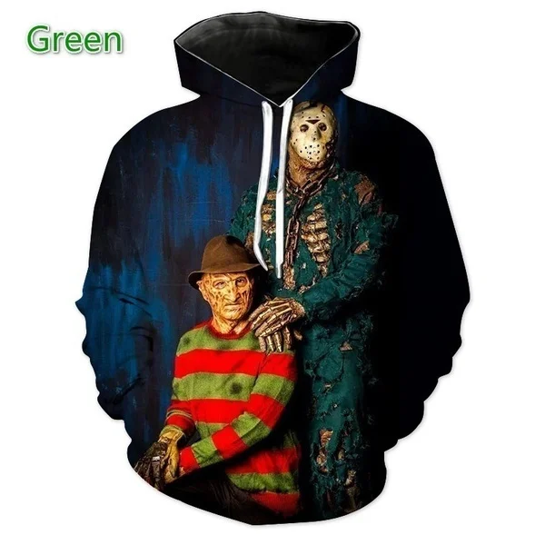 

2023 Freddy Krueger Jason and Michael Myers 3D dies Men WomenHalloween Horror Funny Men Women Sweatshirt Coat