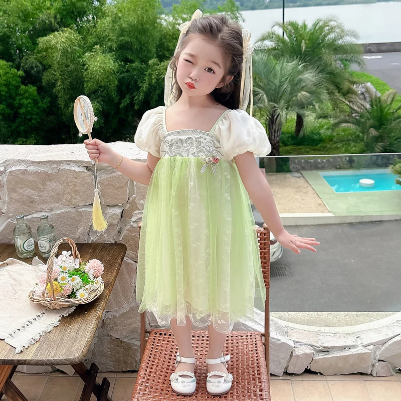 Летнее тонкое неувядающее платье Hanfu для девочек в западном стиле китайская