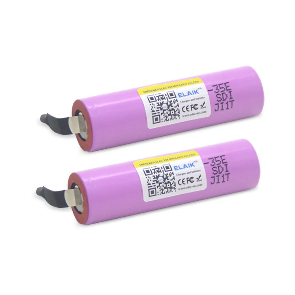 

2PCS ELAIK Original INR18650-35E 3,7 V 3500mAh Max 13A Entladung Power Batterie Für Taschenlampe batterien + Nickel blatt